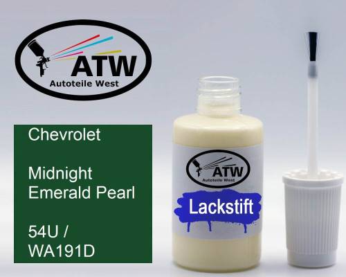 Chevrolet, Midnight Emerald Pearl, 54U / WA191D: 20ml Lackstift, von ATW Autoteile West.